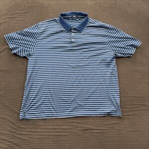 Hickey Golf Polo‎ Shirt Men XL Cotton Blue White Striped Golf Golfing Casual.